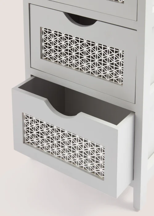 Grey Metal Wood 3 Drawers (63cm x 35cm x 25cm) Image 2