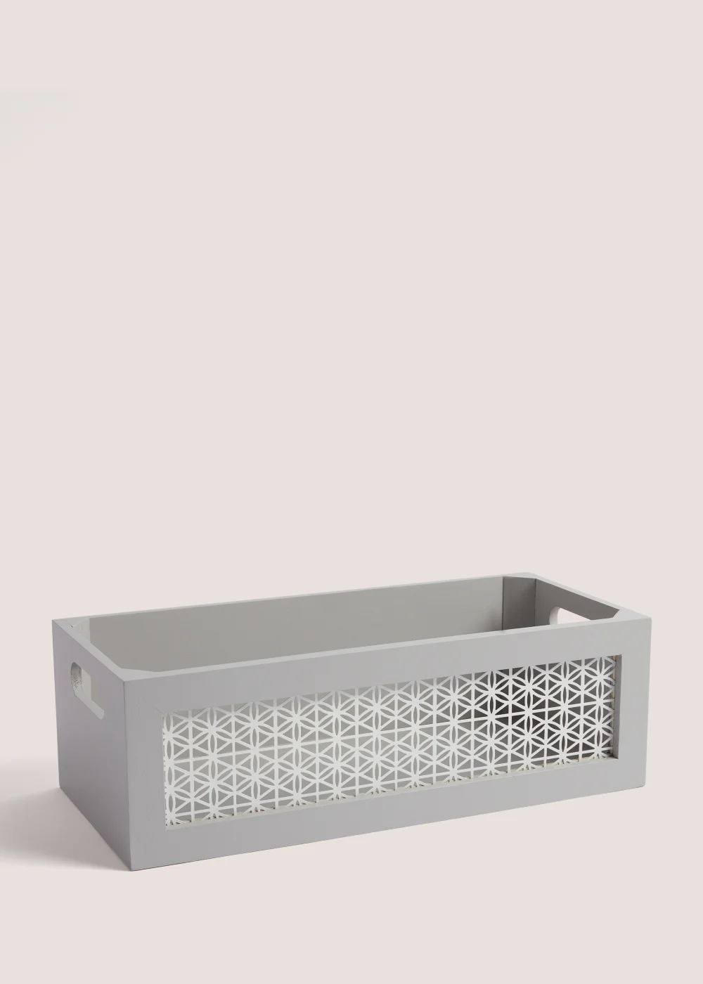 Grey Metal Wood Storage Tray (40cm x 18cm x 13cm) Image 1
