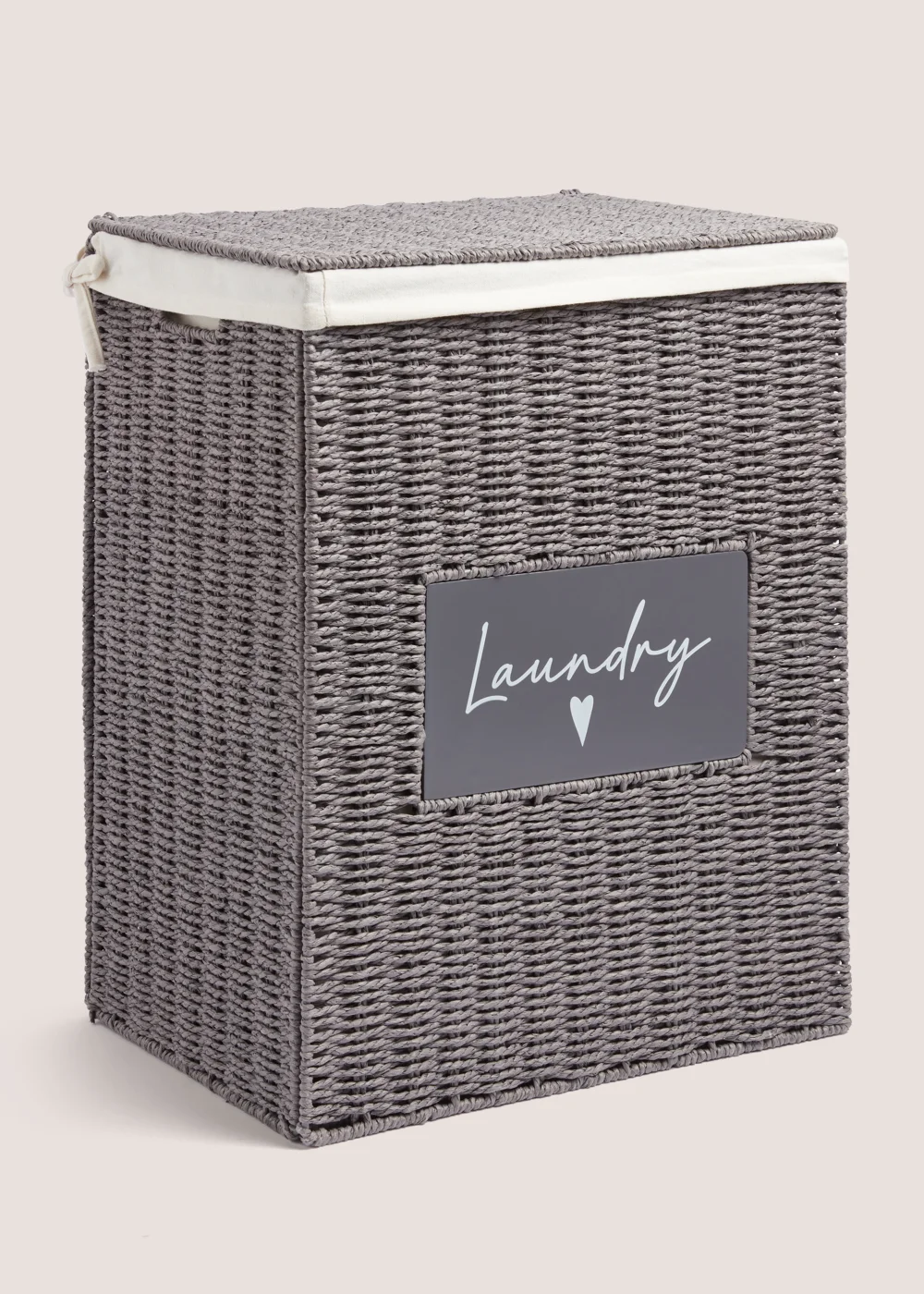 Grey Heart Laundry Basket Image 1