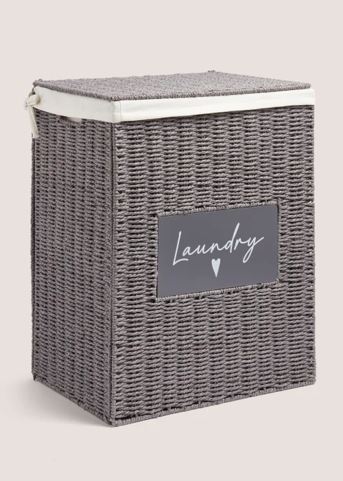 Grey Heart Laundry Basket Image 1