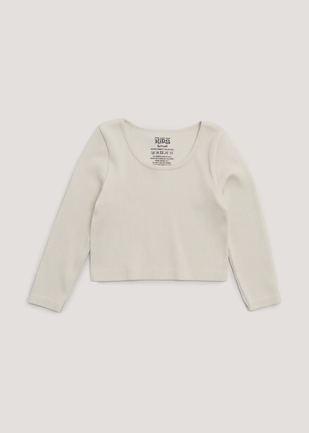 Girls Cream Seamless Long Sleeve Top (Small-Large) - S Image 1