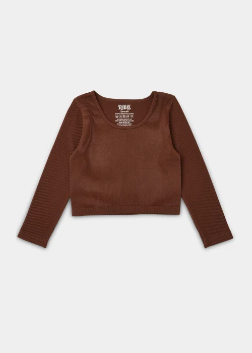 Girls Brown Seamless Long Sleeve Top (7-15yrs) - S Image 1