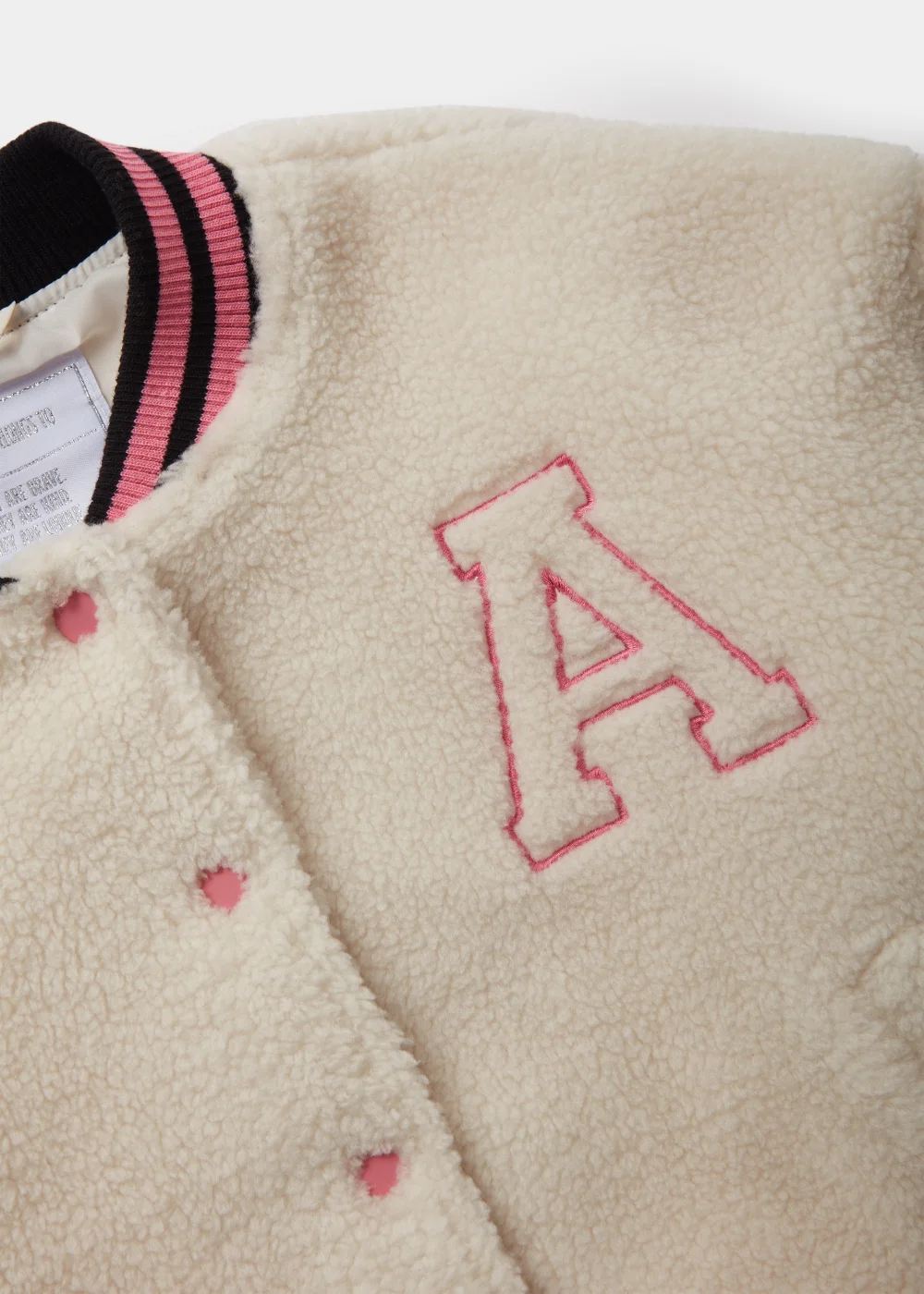 Girls Cream Borg Bomber Jacket (4-13yrs) - 4 Yrs Image 2