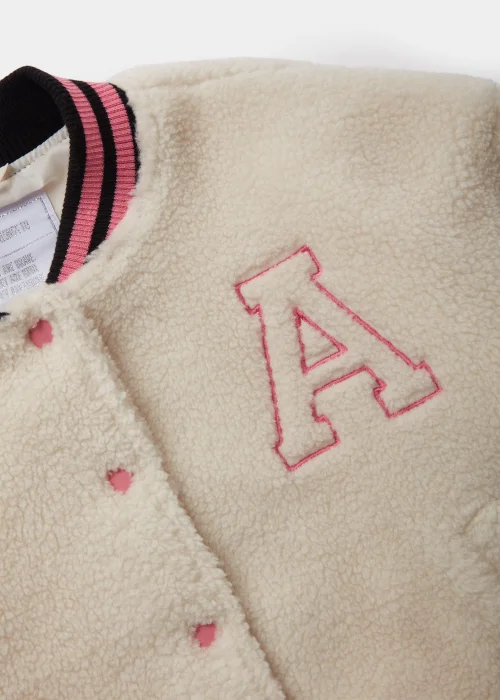 Girls Cream Borg Bomber Jacket (4-13yrs) - 4 Yrs Image 2