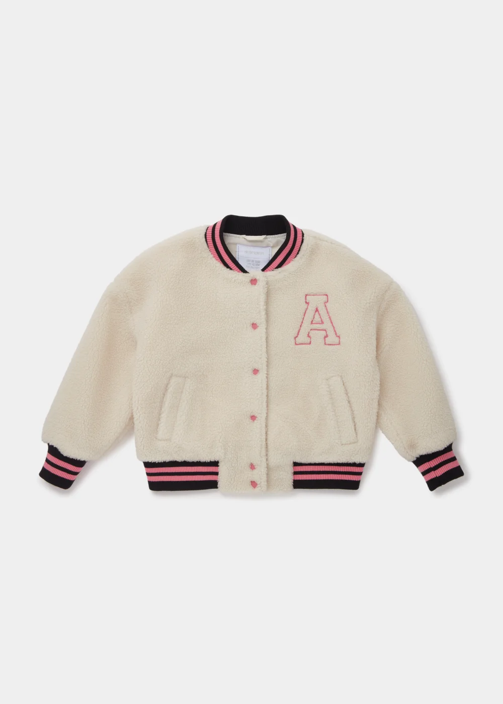 Girls Cream Borg Bomber Jacket (4-13yrs) - 4 Yrs Image 1