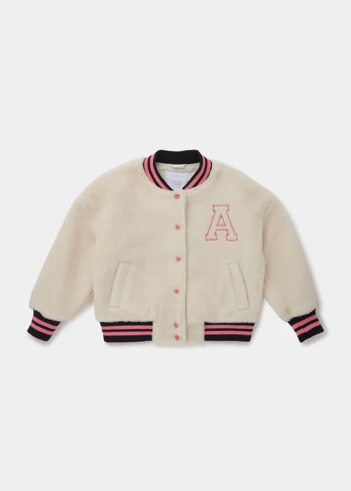 Girls Cream Borg Bomber Jacket (4-13yrs) - 4 Yrs Image 1