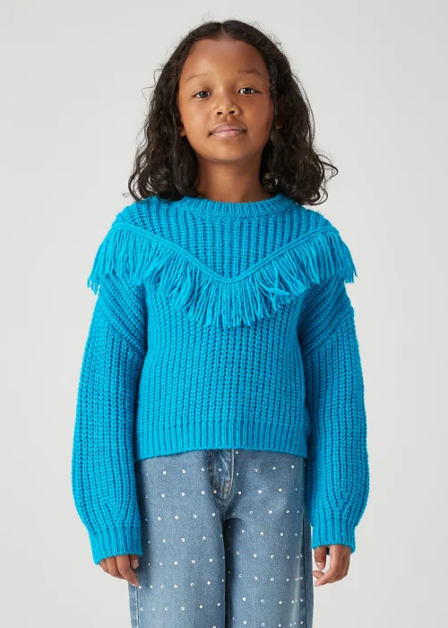 Girls Blue Fringe Jumper (4-13yrs) - 4 Yrs Image 1