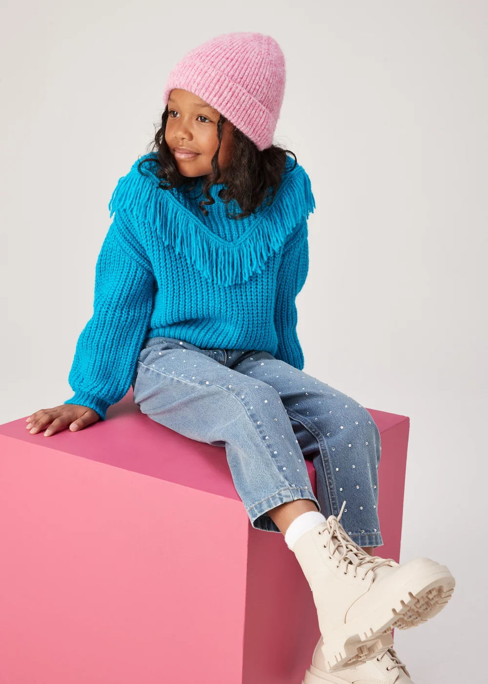 Girls Blue Fringe Jumper (4-13yrs) - 4 Yrs Image 4