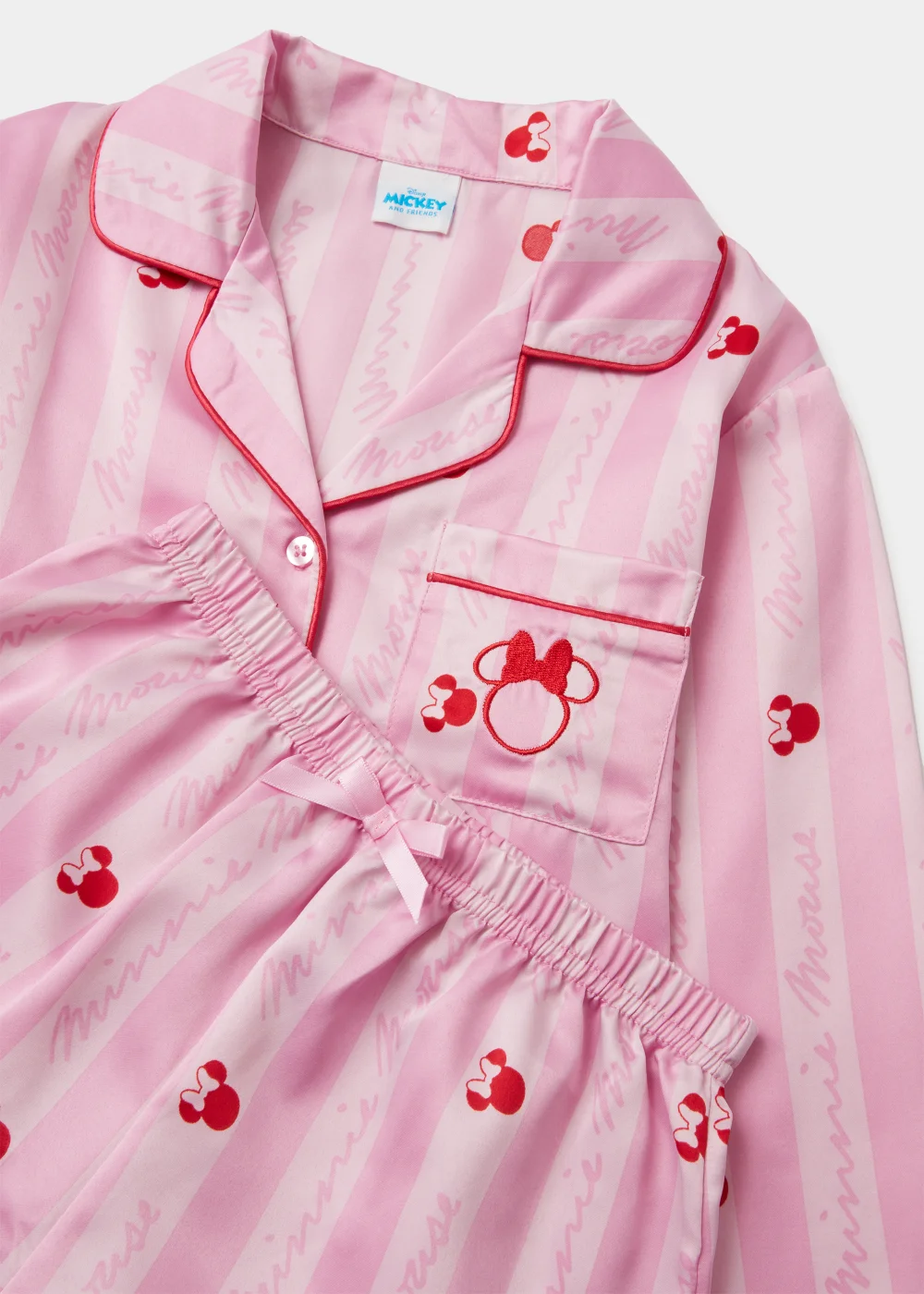 Kids Pink Disney Minnie Mouse Satin Pyjama Set (3-13yrs) - Age 3 Years Image 2