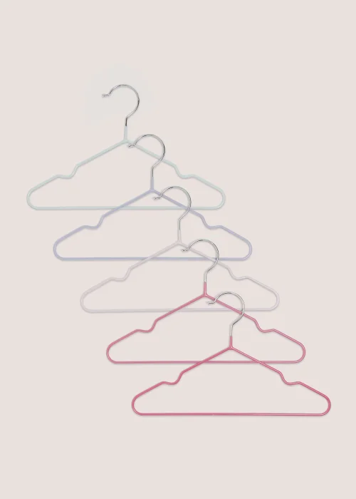 Kids 5 Pack Pink Wire Hangers (39.5cm x 18cm x 5cm) Image 1
