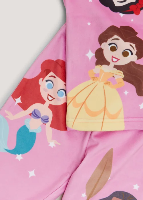 Kids Pink Disney Princess Print Velour Pyjama Set (9mths-7yrs) - Age 9 - 12 Months Image 2