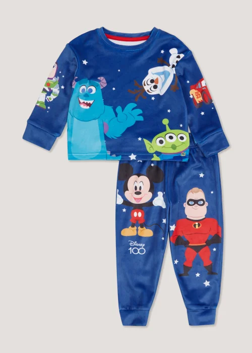 Kids Blue Disney Character Print Velour Pyjama Set (9mths-7yrs) - Age 9 - 12 Months Image 1