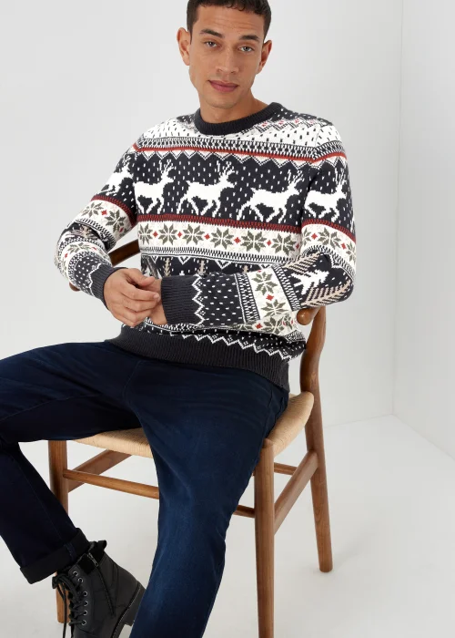 Navy Christmas Fair Isle Jumper - S Image 4