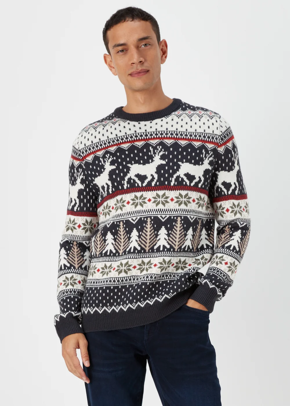 Navy Christmas Fair Isle Jumper - S Image 1