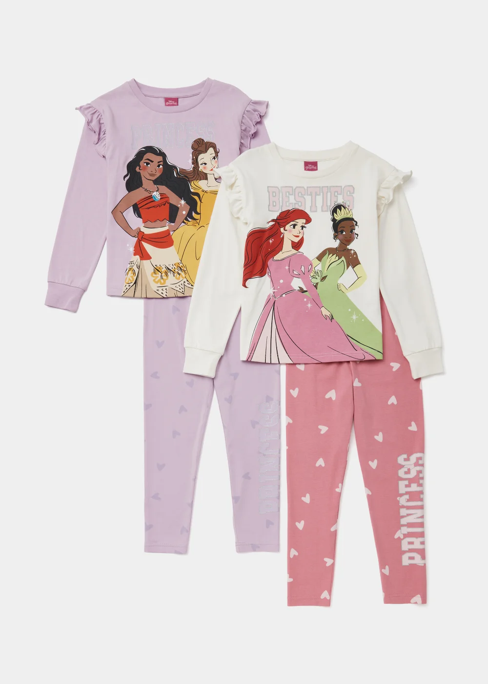 Kids 2 Pack Disney Princess Pyjama Sets (4-9yrs) - Age 3 Years Image 1