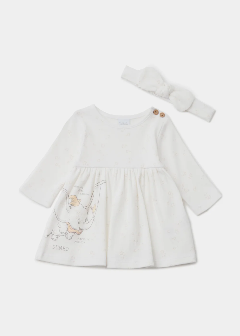 Baby White Disney Dumbo Dress & Headband Set (Newborn-12mths) - Newborn Image 1