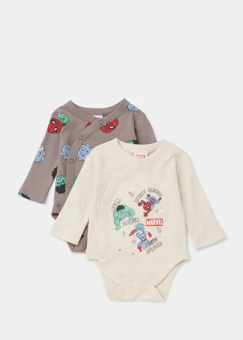 Baby 2 Pack Marvel Wrap Bodysuits (Tiny Baby-18mths) - Tiny Baby Image 1