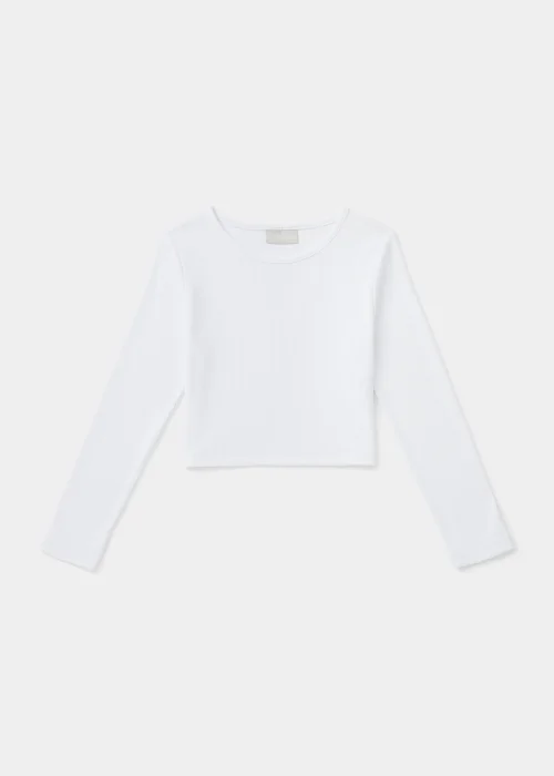Girls White Ribbed Top (4-15yrs) - 4 Yrs Image 1