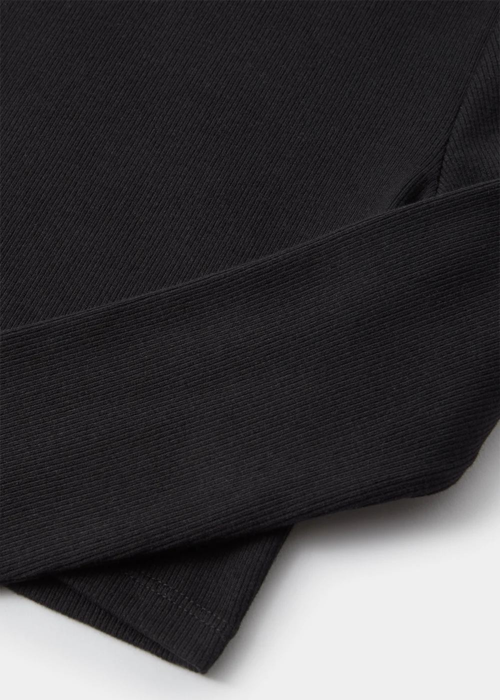 Girls Black Ribbed Long Sleeve Top (4-15yrs) - 4 Yrs Image 2