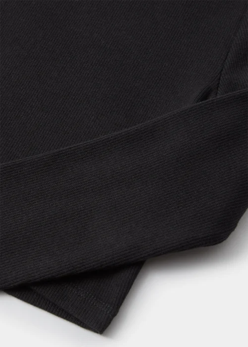 Girls Black Ribbed Long Sleeve Top (4-15yrs) - 4 Yrs Image 2