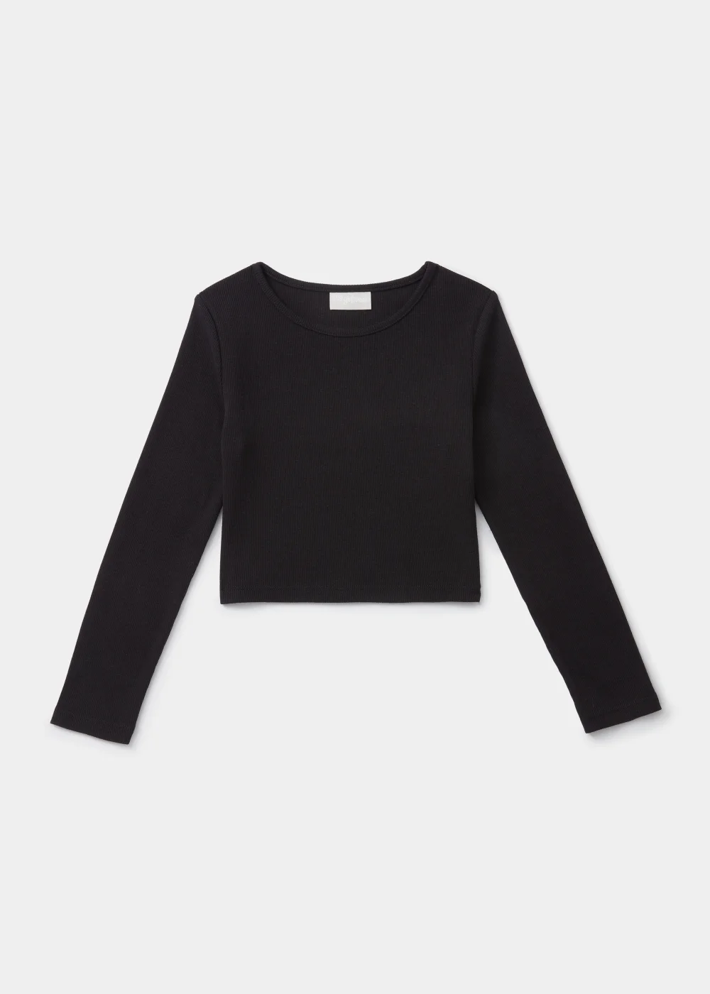 Girls Black Ribbed Long Sleeve Top (4-15yrs) - 4 Yrs Image 1