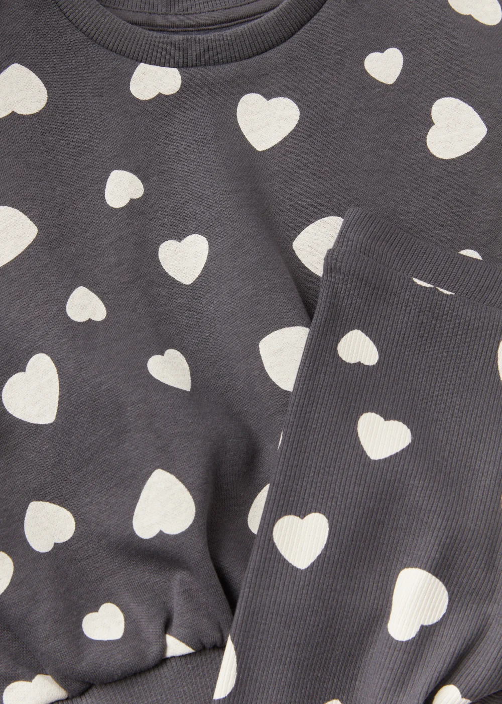 Girls Charcoal Heart Sweatshirt & Ribbed Leggings Set (9mths-6yrs) - 9-12 months Image 2