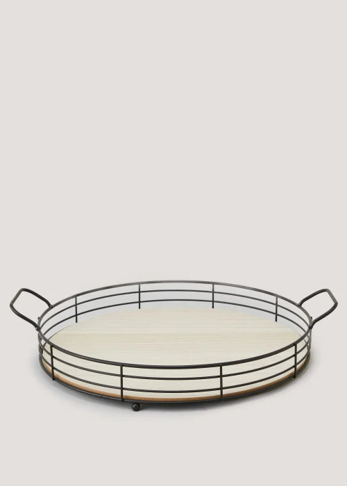 Metal & Wood Handle Tray (34.5cm x 4.5cm) Image 1