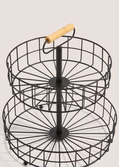 Black Wire Two Tier Round Basket Image 2
