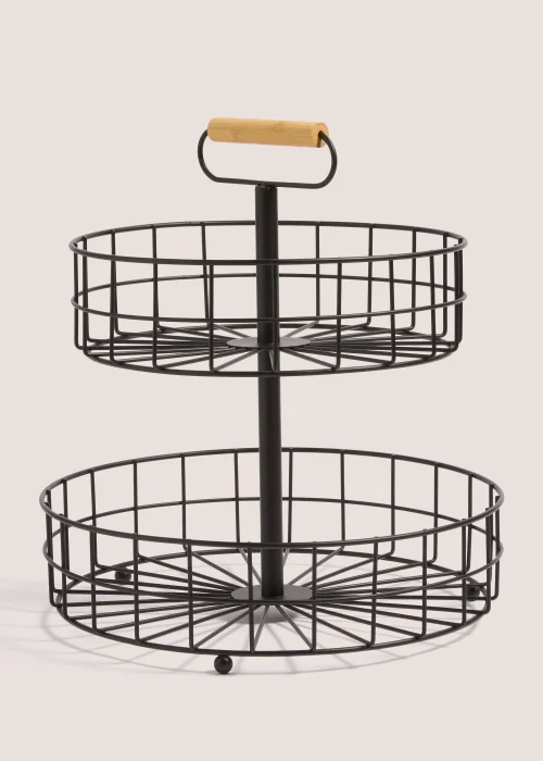 Black Wire Two Tier Round Basket Image 1