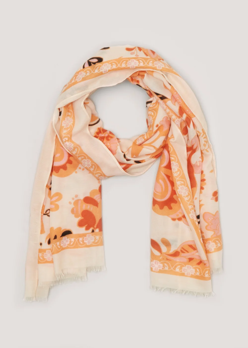 Orange Print Scarf - One Size Image 1