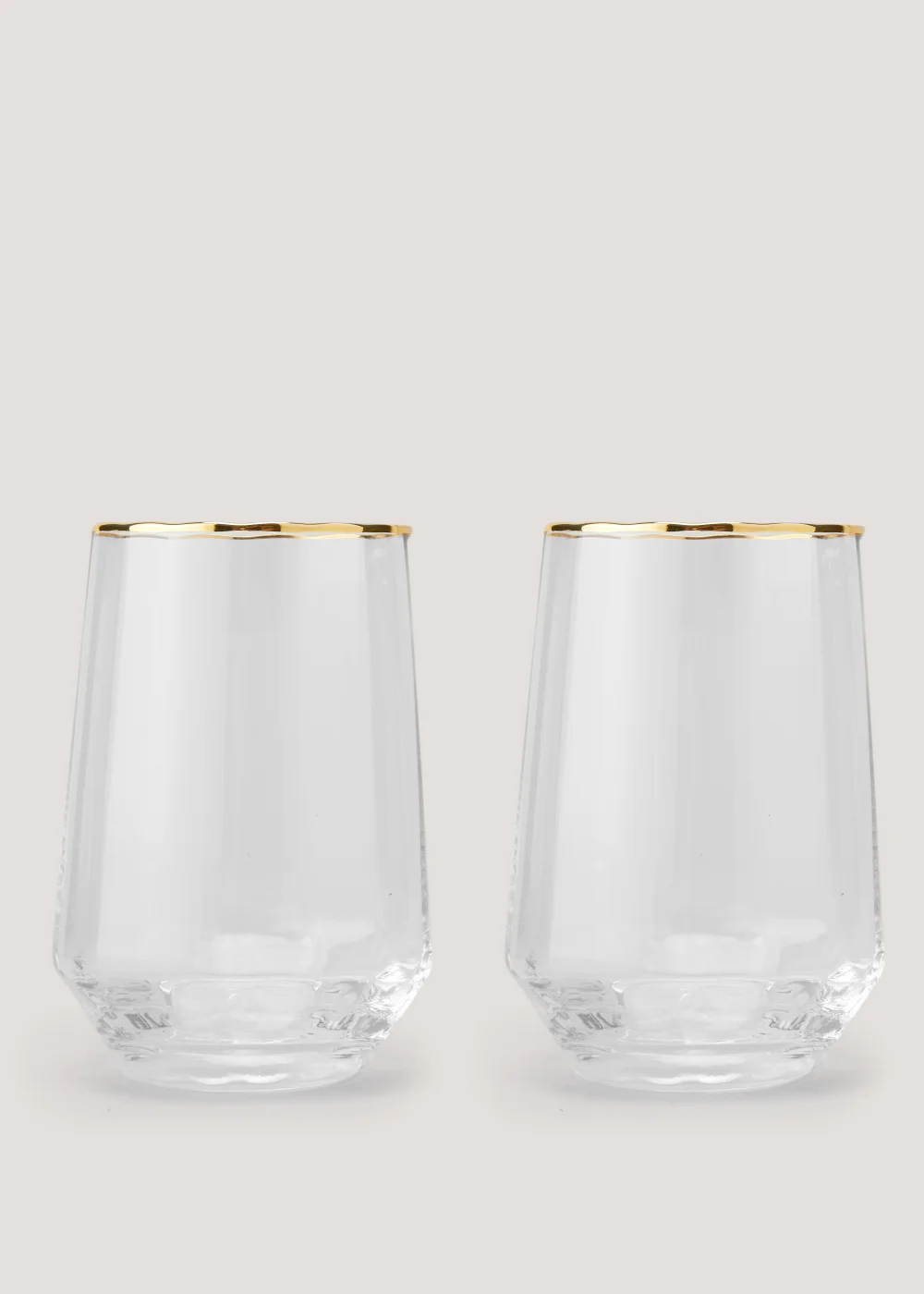 2 Pack Ribbed Gold Rim Tumblers (10cm x 7.5cm) Image 1