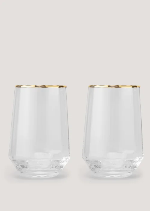 2 Pack Ribbed Gold Rim Tumblers (10cm x 7.5cm) Image 1