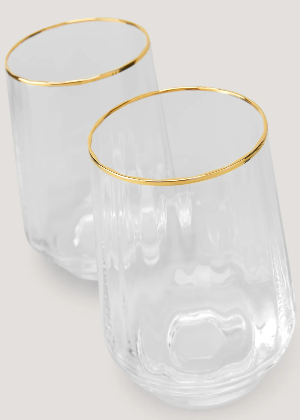 2 Pack Ribbed Gold Rim Tumblers (10cm x 7.5cm) Image 2