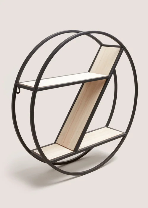 Black Round Metal Shelf (50cm x 50cm x 12cm) Image 2