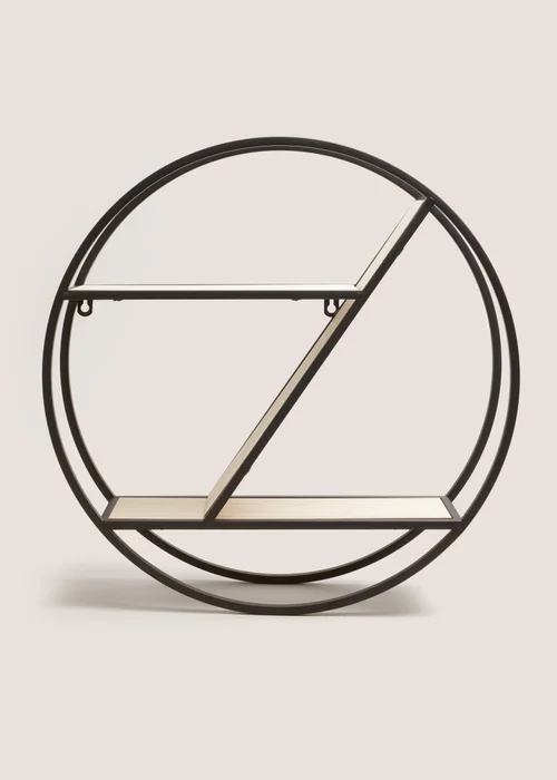 Black Round Metal Shelf (50cm x 50cm x 12cm) Image 1
