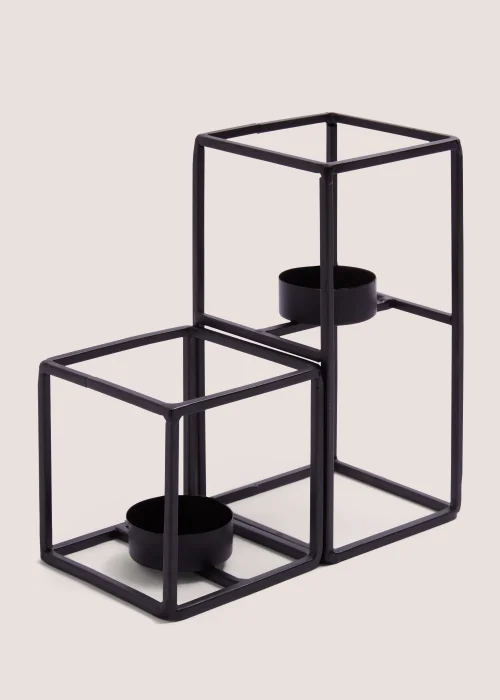 2 Pack Black Tealight Holder Box (21.5cm x 18cm) Image 1