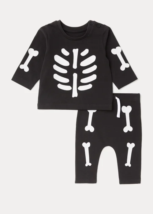 Baby Black Skeleton Top & Leggings Set (Newborn-23mths) - 0-3 months Image 1