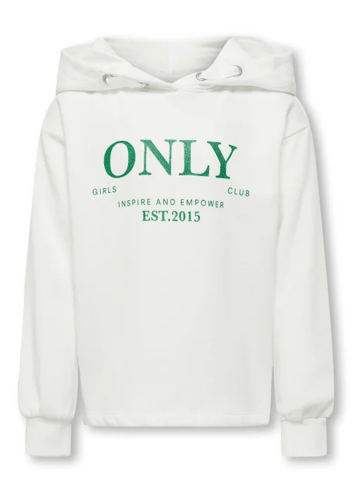 ONLY Girls White Slogan Hoodie (5-14yrs) - 5-6 Yrs Image 1