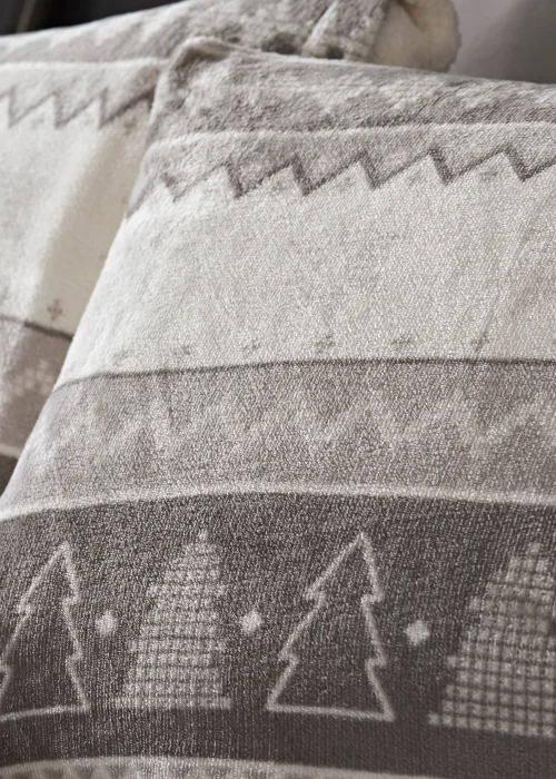 Grey Fair Isle Print Fleece Duvet Cover - Single Image 2