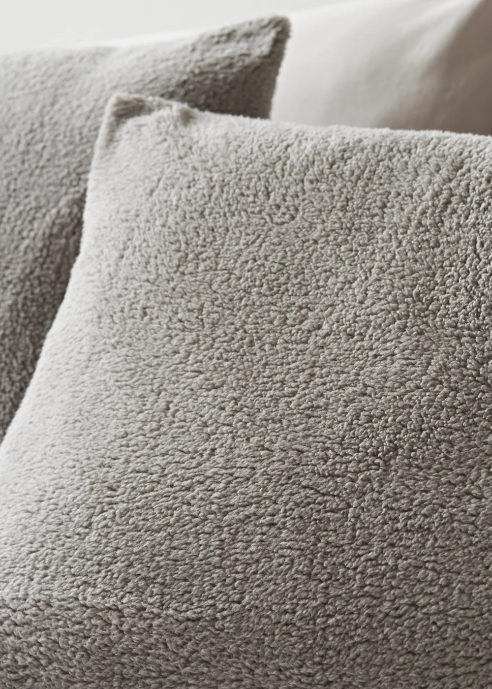 Grey Teddy Fleece Duvet Cover - Single Image 2