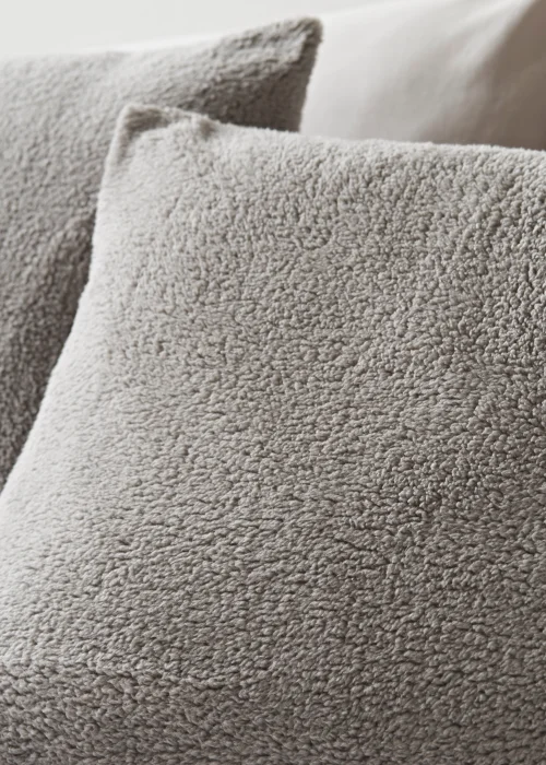 Grey Teddy Fleece Duvet Cover - Single Image 2