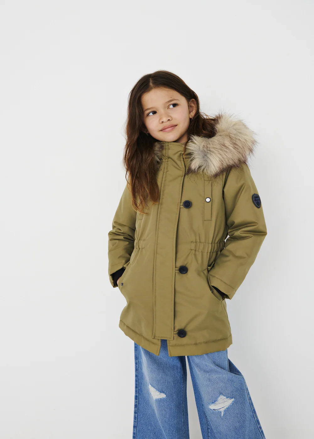 ONLY Girls Green Faux Fur Parka Jacket (6-14yrs) - 6 Yrs Image 1