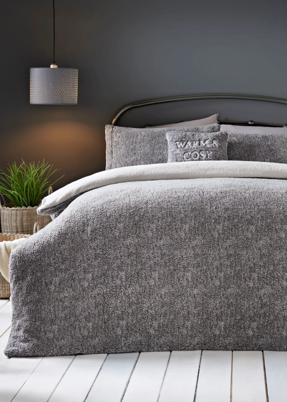 Grey Marl Fleece Duvet Cover - Single Image 1