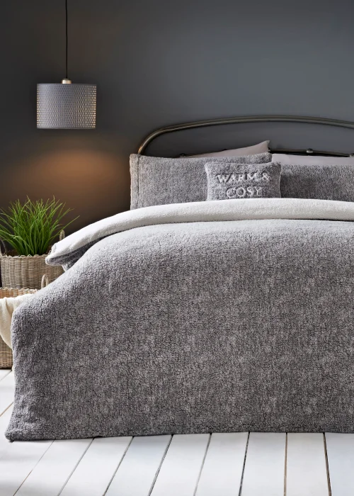 Grey Marl Fleece Duvet Cover - Single Image 1