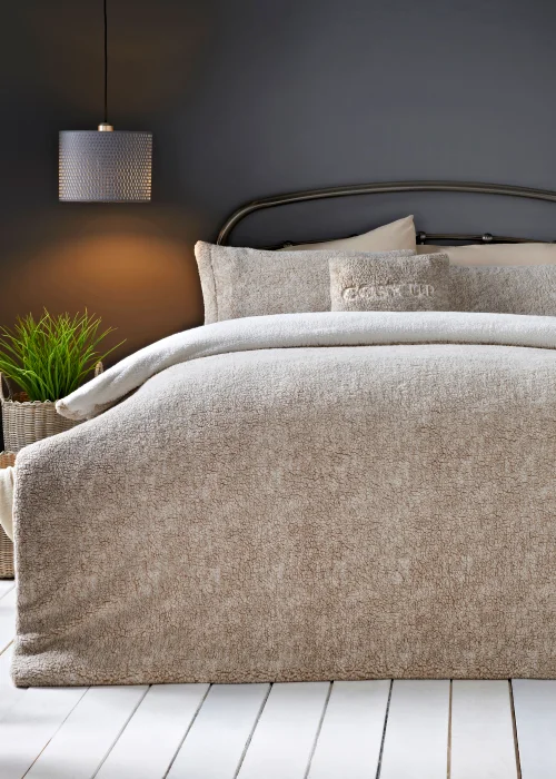 Beige Marl Fleece Duvet Cover - Single Image 1