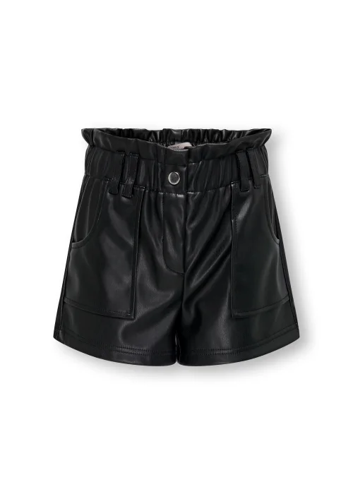 ONLY Girls Black Faux Leather Shorts (6-14yrs) - Age 6 Years Image 1