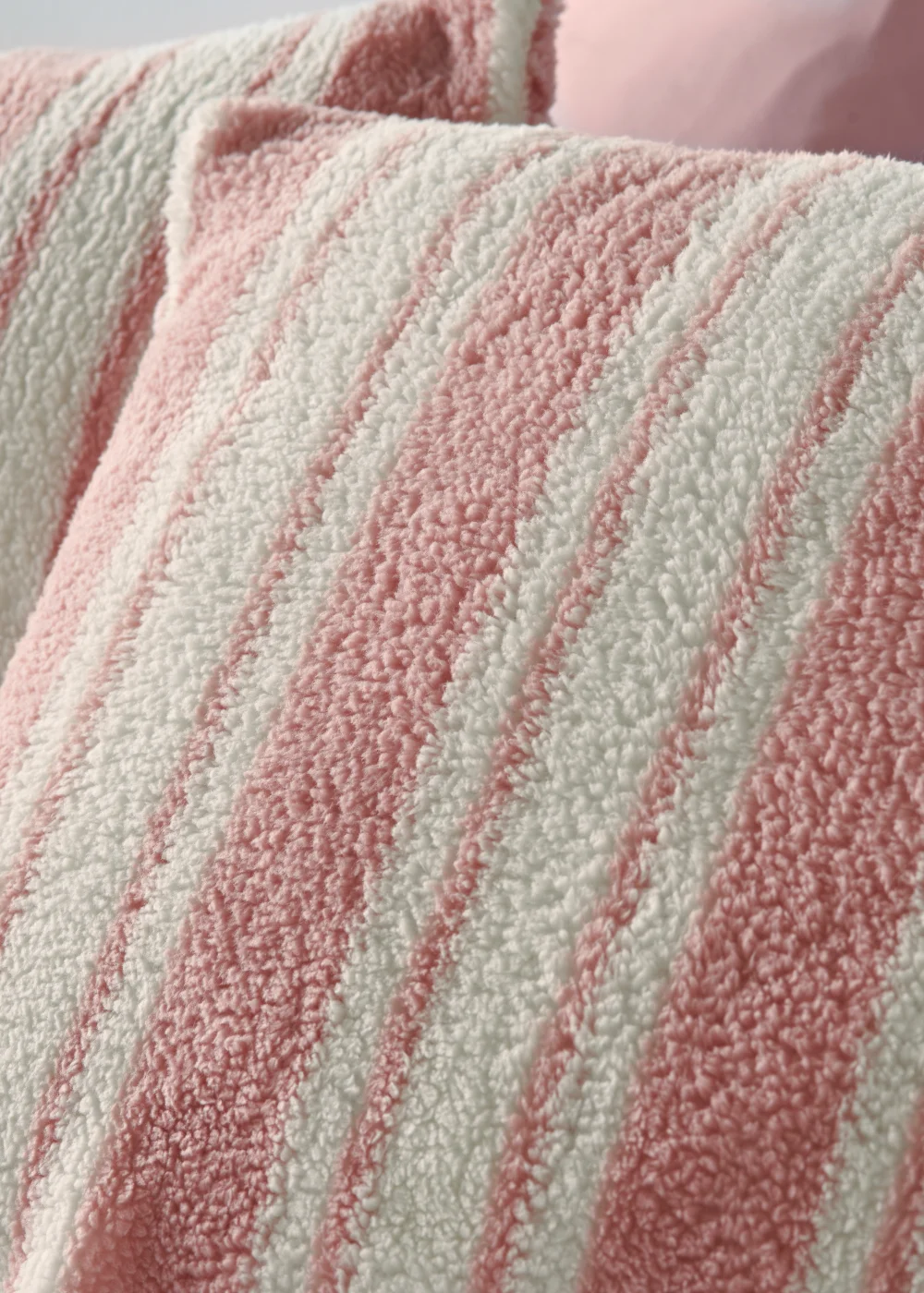 Pink Stripe Teddy Fleece Duvet Cover - Single Image 2