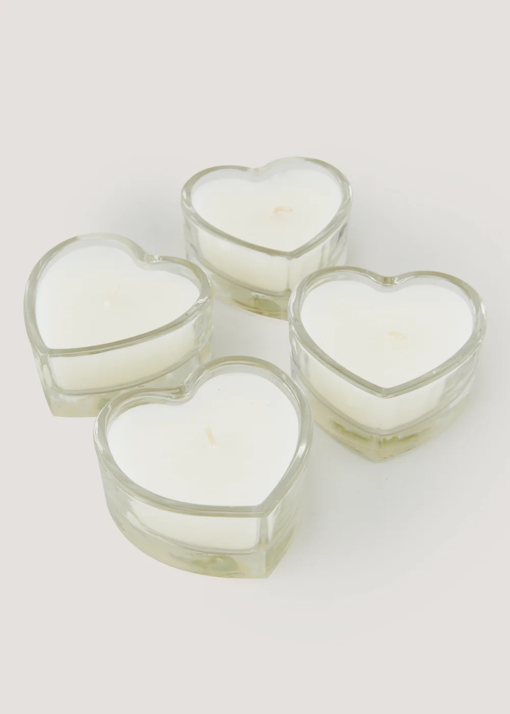 4 Pack Glass Heart Tealights (8cm x 7.5cm x 4cm) Image 2