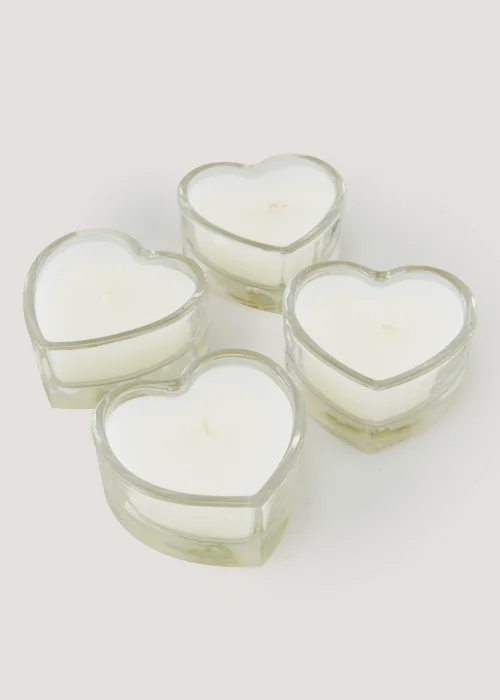 4 Pack Glass Heart Tealights (8cm x 7.5cm x 4cm) Image 2