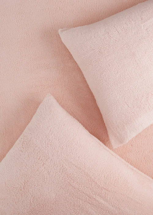 Pink Teddy Fleece Pillowcase Pair - One Size Image 2